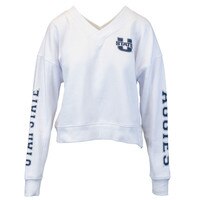 Women's Utah State Aggies V-Neck Sweatshirt White